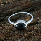 Black Onyx Solitaire Turkish Sterling Silver Black Gemstone Dainty Abstract Ring Jewellery