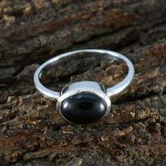 Black Onyx Solitaire Turkish Sterling Silver Black Gemstone Dainty Abstract Ring Jewellery