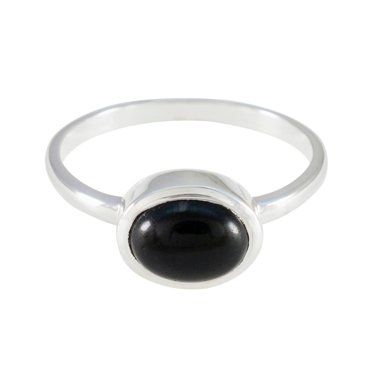 Black Onyx Solitaire Turkish Sterling Silver Black Gemstone Dainty Abstract Ring Jewellery Hoofdafbeelding