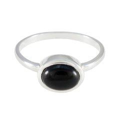 Black Onyx Solitaire Turkish Sterling Silver Black Gemstone Dainty Abstract Ring Jewellery