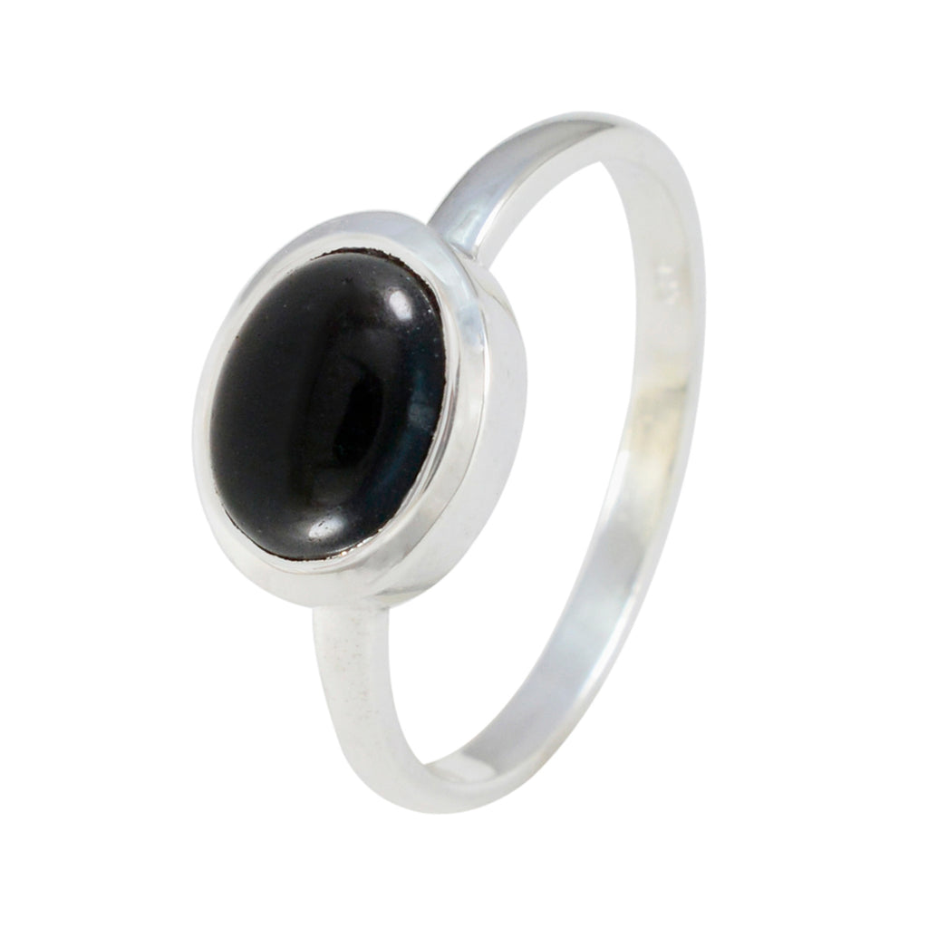 Black Onyx Solitaire Turkish Sterling Silver Black Gemstone Dainty Abstract Ring Jewellery