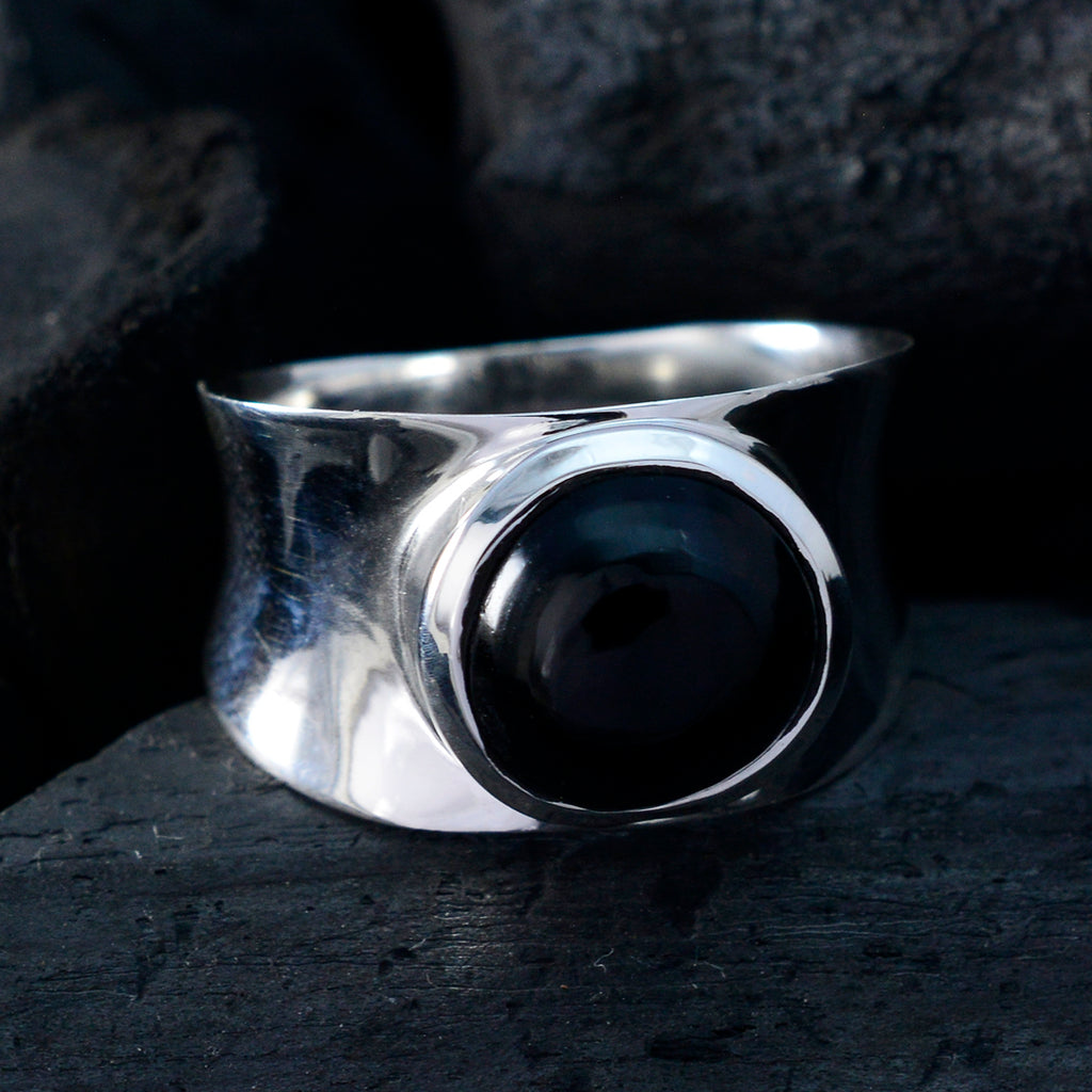 Black Onyx Solitaire Spanish 925 Sterling Silver Black Gems Edgy Armor Band Jewelry