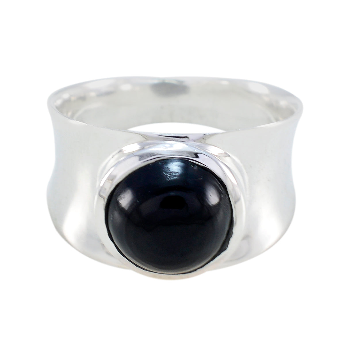 Black Onyx Solitaire Spanish 925 Sterling Silver Black Gems Edgy Armor Band Jewelry Hoofdafbeelding