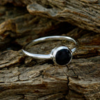 Black Onyx Solitaire Japanese 925 Silver Black Gemstone Dainty Feminine Ring Jewelry