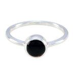 Black Onyx Solitaire Japanese 925 Silver Black Gemstone Dainty Feminine Ring Jewelry