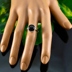 Black Onyx Solitaire Moroccan Silver Black Gemstone Tiny Glamorous Ring Jewellery