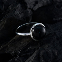 Black Onyx Solitaire Moroccan Silver Black Gemstone Tiny Glamorous Ring Jewellery