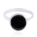 Black Onyx Solitaire Moroccan Silver Black Gemstone Tiny Glamorous Ring Jewellery
