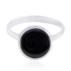 Black Onyx Solitaire Moroccan Silver Black Gemstone Tiny Glamorous Ring Jewellery