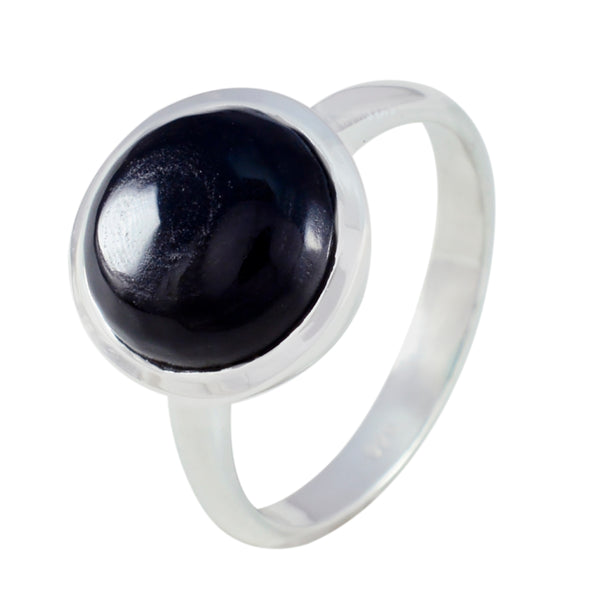 Black Onyx Solitaire Moroccan Silver Black Gemstone Tiny Glamorous Ring Jewellery
