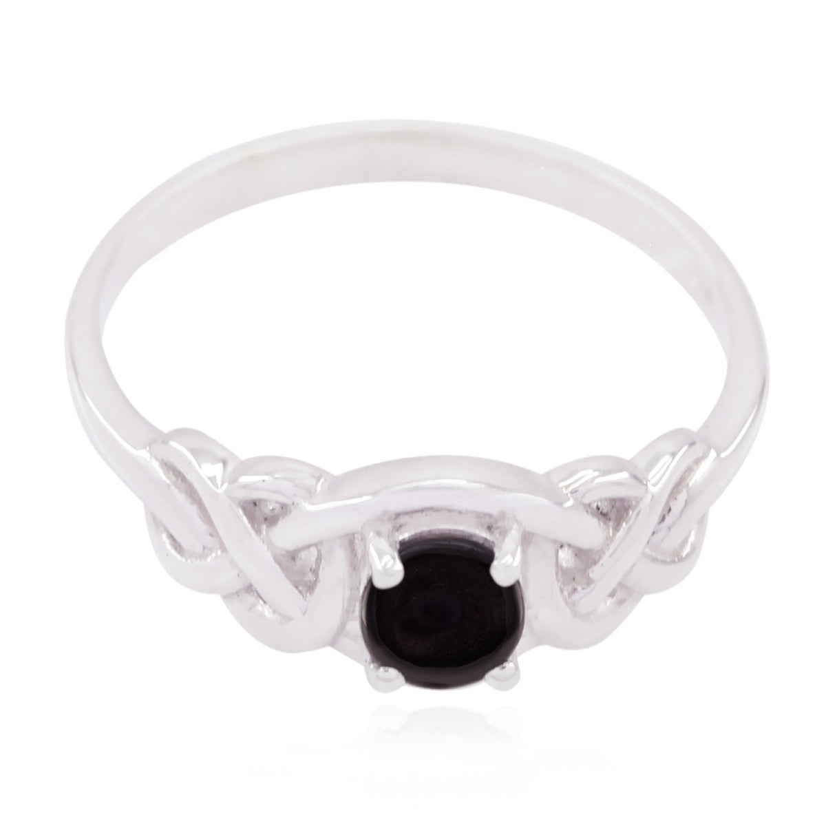 Black Onyx Solitaire Japanese 925 Sterling Silver Black Gems Delicate Trendy Ring Jewelry Imagen principal del producto