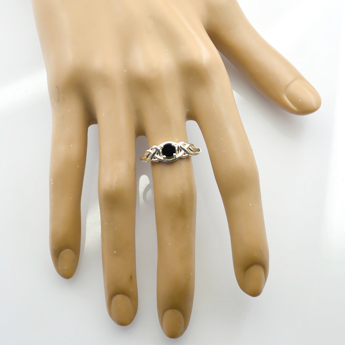 Zwarte Onyx Solitaire Japans 925 Sterling Zilver Zwarte Edelstenen Delicate Trendy Ring Sieraden Secundaire afbeelding