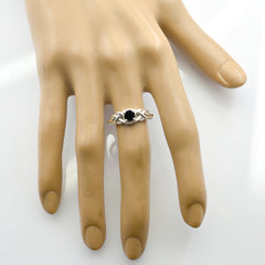 Black Onyx Solitaire Japanese 925 Sterling Silver Black Gems Delicate Trendy Ring Jewelry
