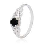 Black Onyx Solitaire Japanese 925 Sterling Silver Black Gems Delicate Trendy Ring Jewelry