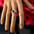 Black Onyx Solitaire Egyptian 925 Silver Black Gemstone Slim Abstract Ring Jewelry