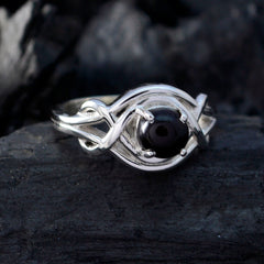 Black Onyx Solitaire Egyptian 925 Silver Black Gemstone Slim Abstract Ring Jewelry