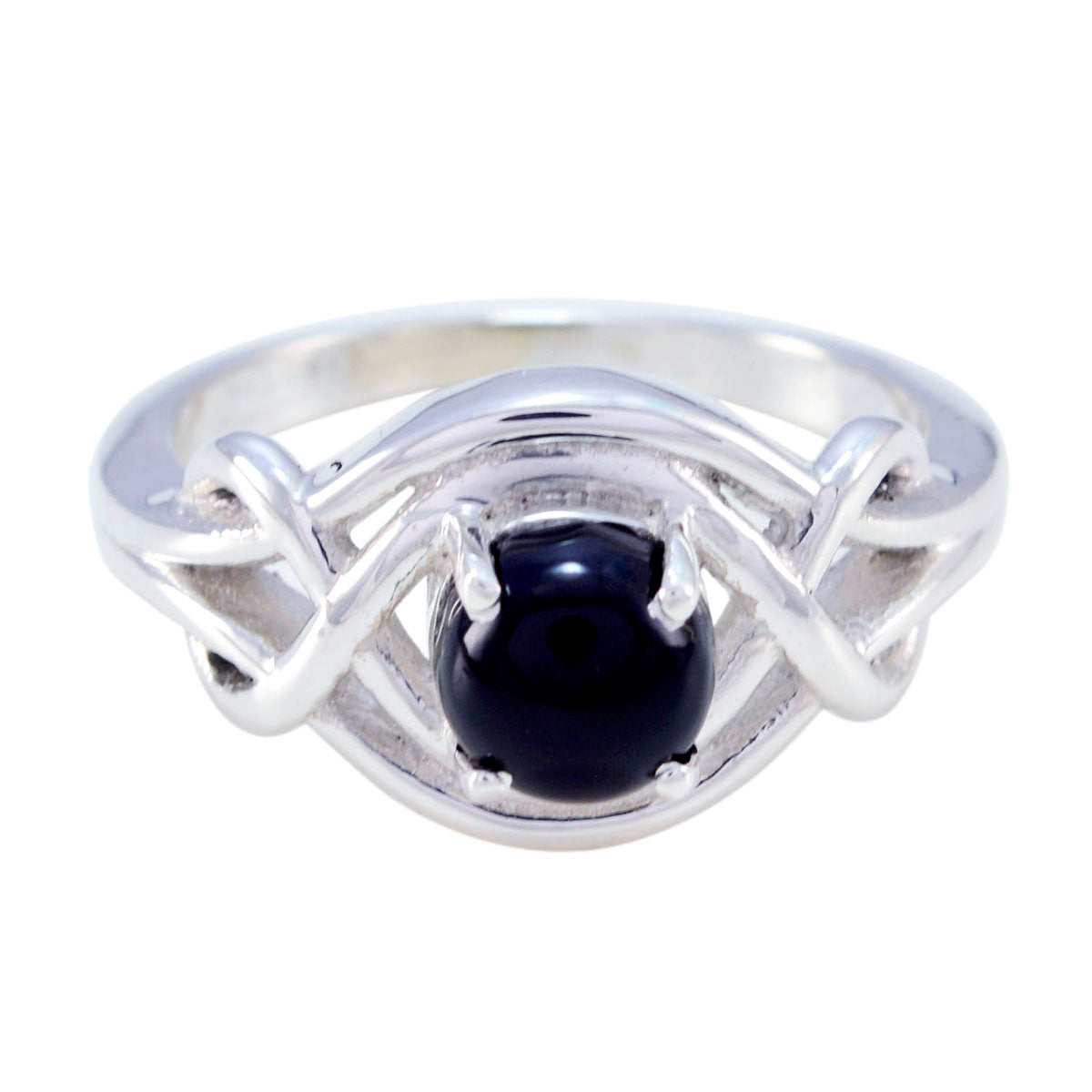 Black Onyx Solitaire Egyptian 925 Silver Black Gemstone Slim Abstract Ring Jewelry Hoofdafbeelding