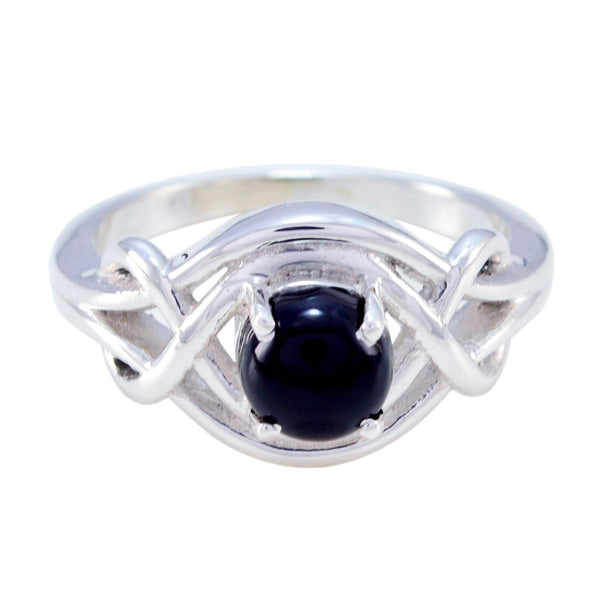 Black Onyx Solitaire Egyptian 925 Silver Black Gemstone Slim Abstract Ring Jewelry