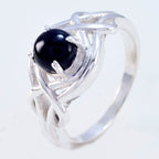 Black Onyx Solitaire Egyptian 925 Silver Black Gemstone Slim Abstract Ring Jewelry