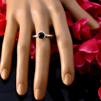 Black Onyx Solitaire Japanese Sterling Silver Black Gemstones Delicate Luxurious Ring Jewelry