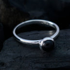 Black Onyx Solitaire Japanese Sterling Silver Black Gemstones Delicate Luxurious Ring Jewelry