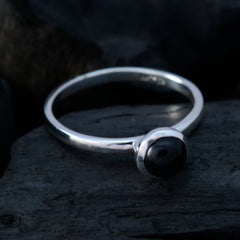 Black Onyx Solitaire Japanese Sterling Silver Black Gemstones Delicate Luxurious Ring Jewelry