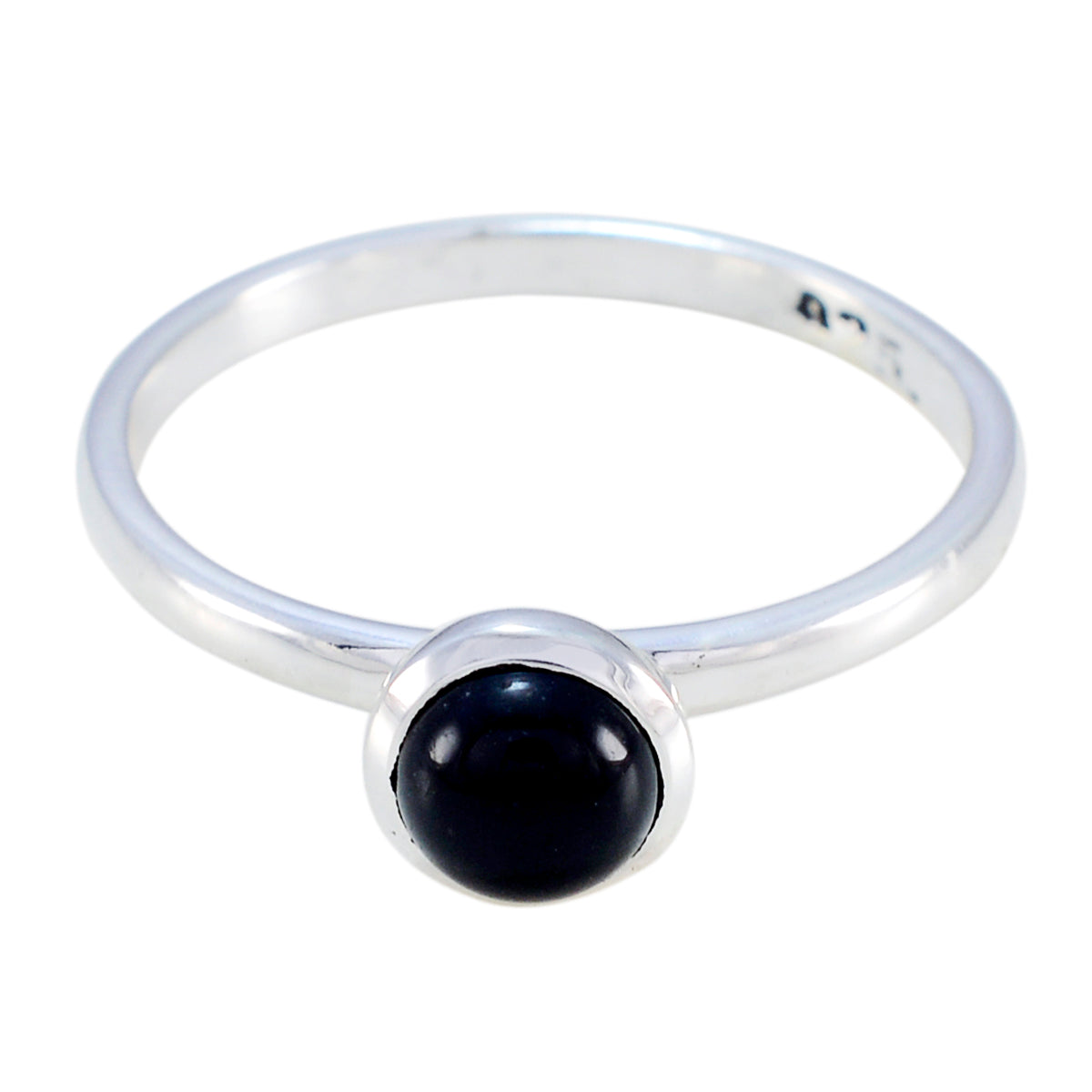 Black Onyx Solitaire Japanese Sterling Silver Black Gemstones Delicate Luxurious Ring Jewelry Hoofdafbeelding
