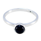 Black Onyx Solitaire Japanese Sterling Silver Black Gemstones Delicate Luxurious Ring Jewelry
