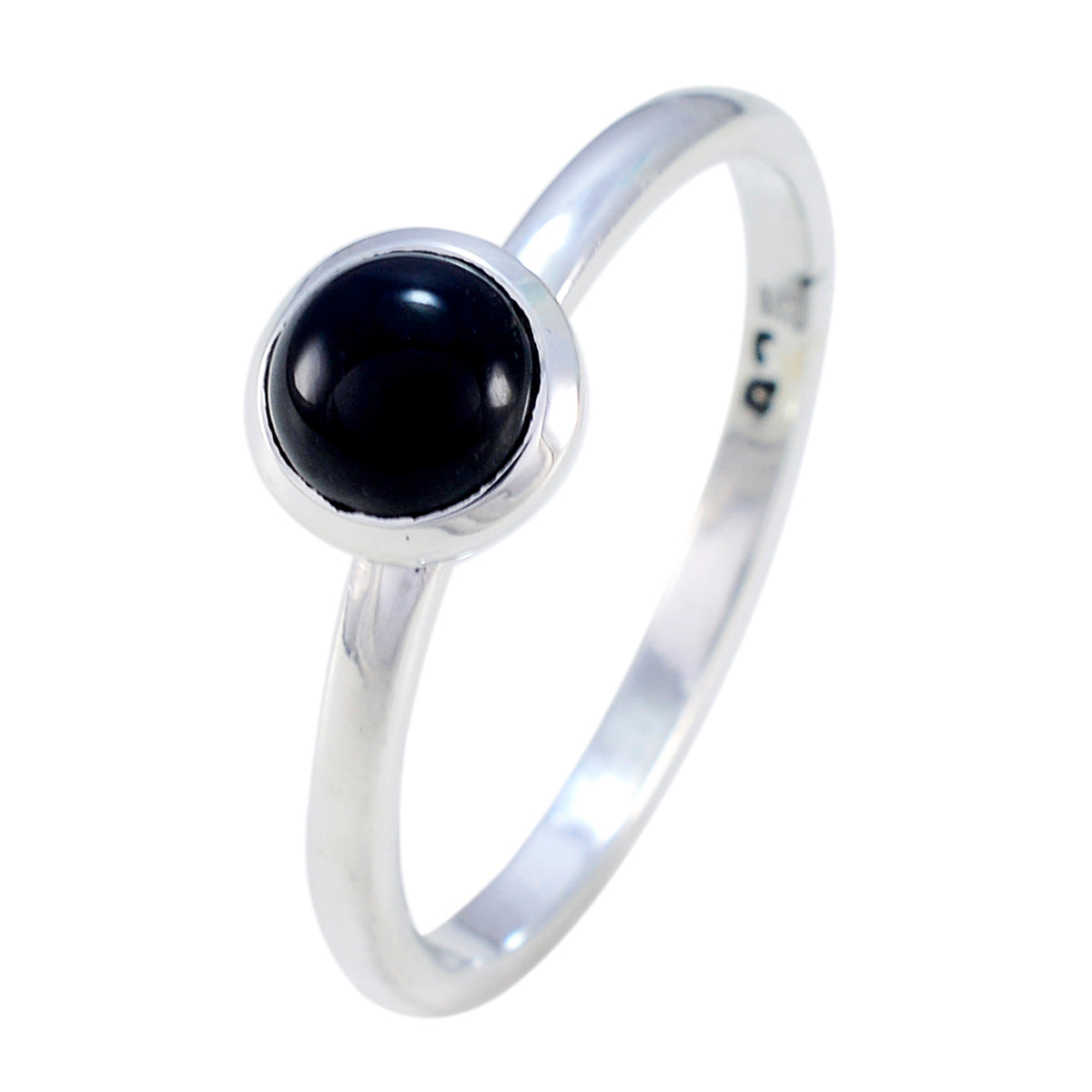 Bague solitaire en onyx noir, argent sterling japonais, pierres précieuses noires, délicate et luxueuse Image secondaire du produit