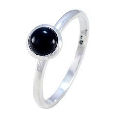 Black Onyx Solitaire Japanese Sterling Silver Black Gemstones Delicate Luxurious Ring Jewelry