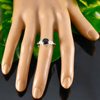 Black Onyx Solitaire Korean Sterling Silver Black Gemstones Dainty Feminine Ring Jewellery