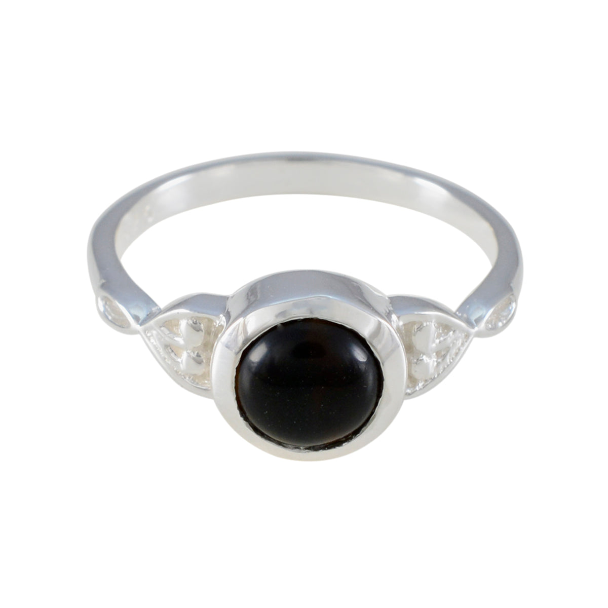Black Onyx Solitaire Korean Sterling Silver Black Gemstones Dainty Feminine Ring Jewellery Main image