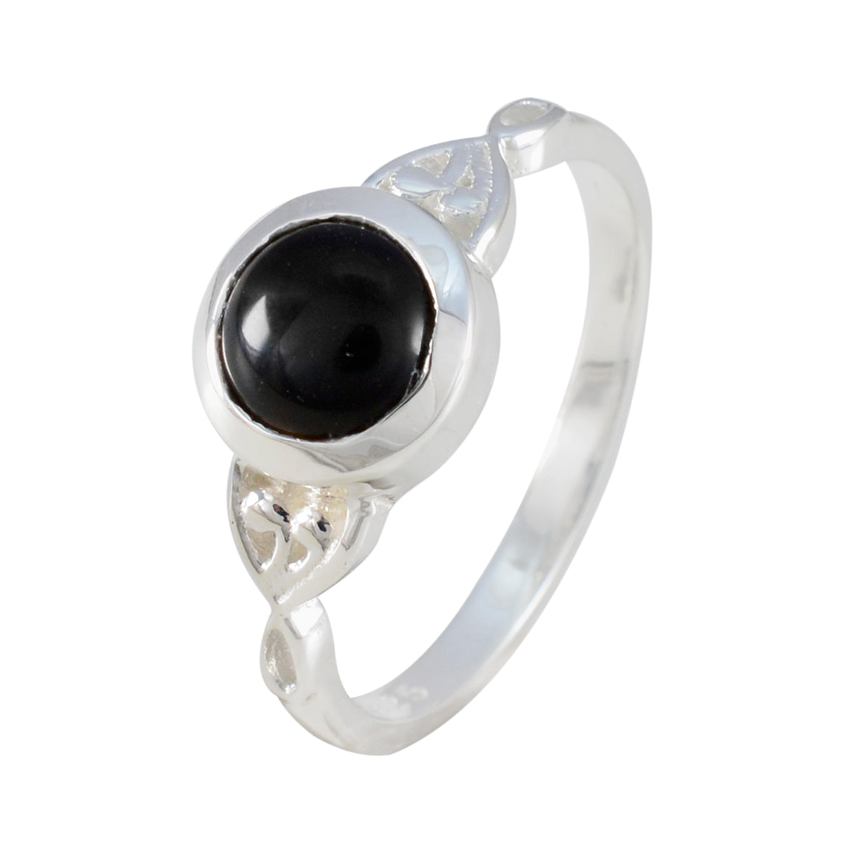 Black Onyx Solitaire Korean Sterling Silver Black Gemstones Dainty Feminine Ring Jewellery