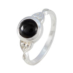 Black Onyx Solitaire Korean Sterling Silver Black Gemstones Dainty Feminine Ring Jewellery