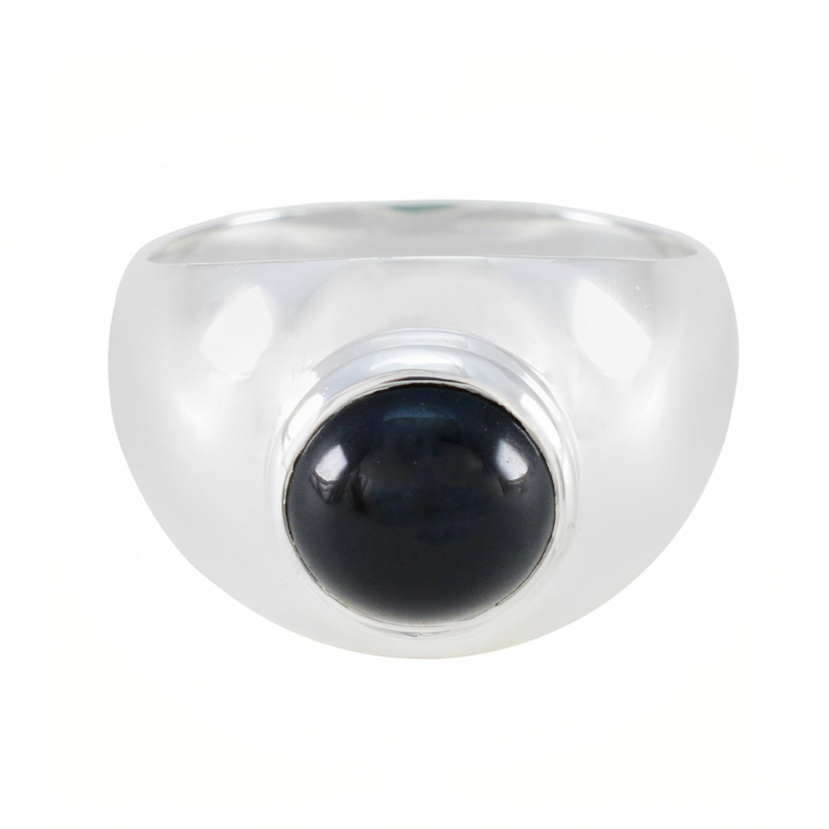 Black Onyx Solitaire Indian Sterling Silver Black Gemstone Eye catching Trendy Ring Jewelry Image principale du produit