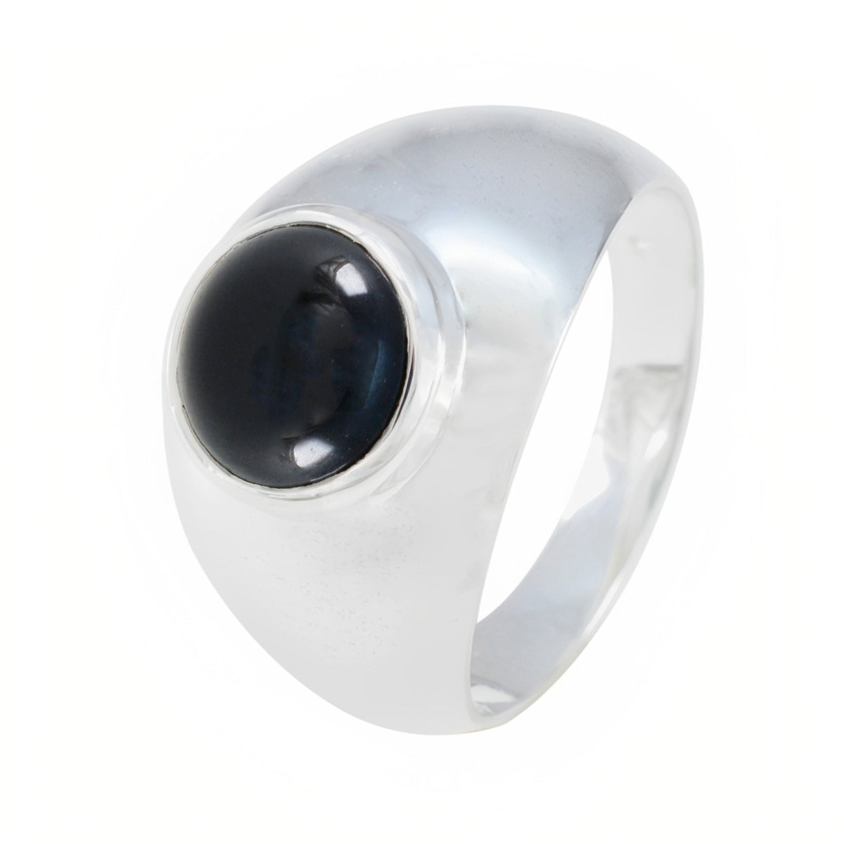 Zwarte Onyx Solitaire Indiaas Sterling Zilver Zwarte Edelsteen Opvallende Trendy Ring Sieraden Secundaire afbeelding