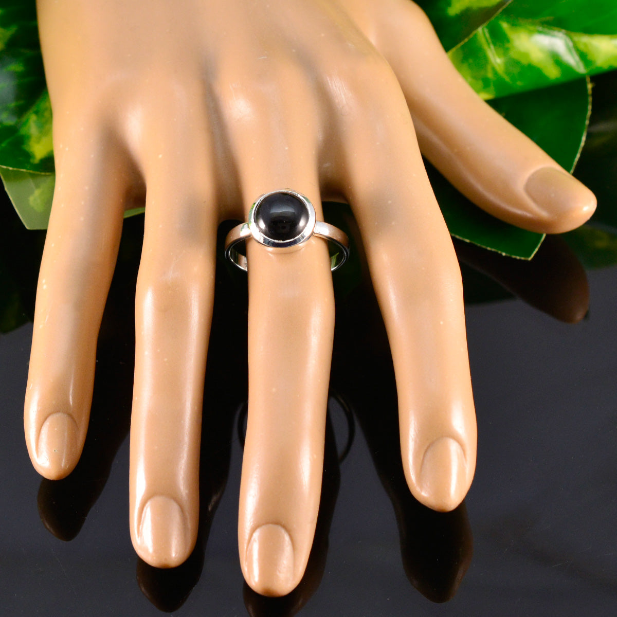 Black Onyx Solitaire African Sterling Silver Black Gemstones Slim Sophisticated Ring Jewellery