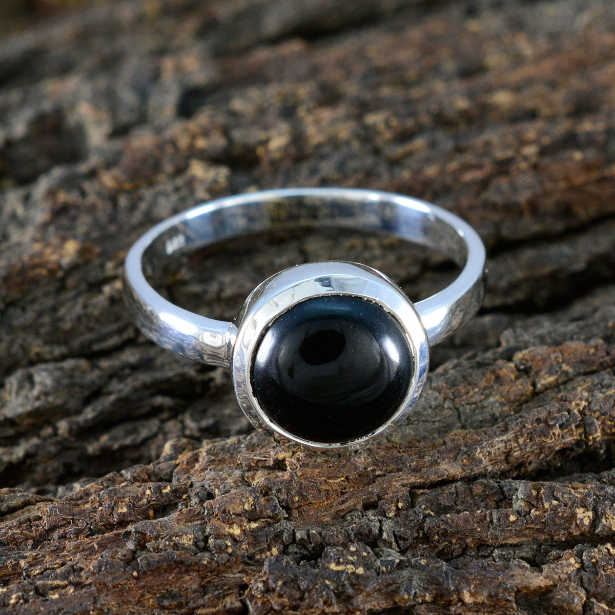 Black Onyx Solitaire African Sterling Silver Black Gemstones Slim Sophisticated Ring Jewellery