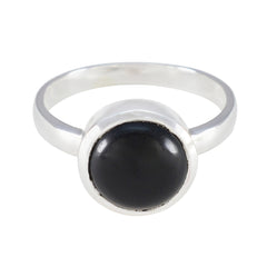 Black Onyx Solitaire African Sterling Silver Black Gemstones Slim Sophisticated Ring Jewellery