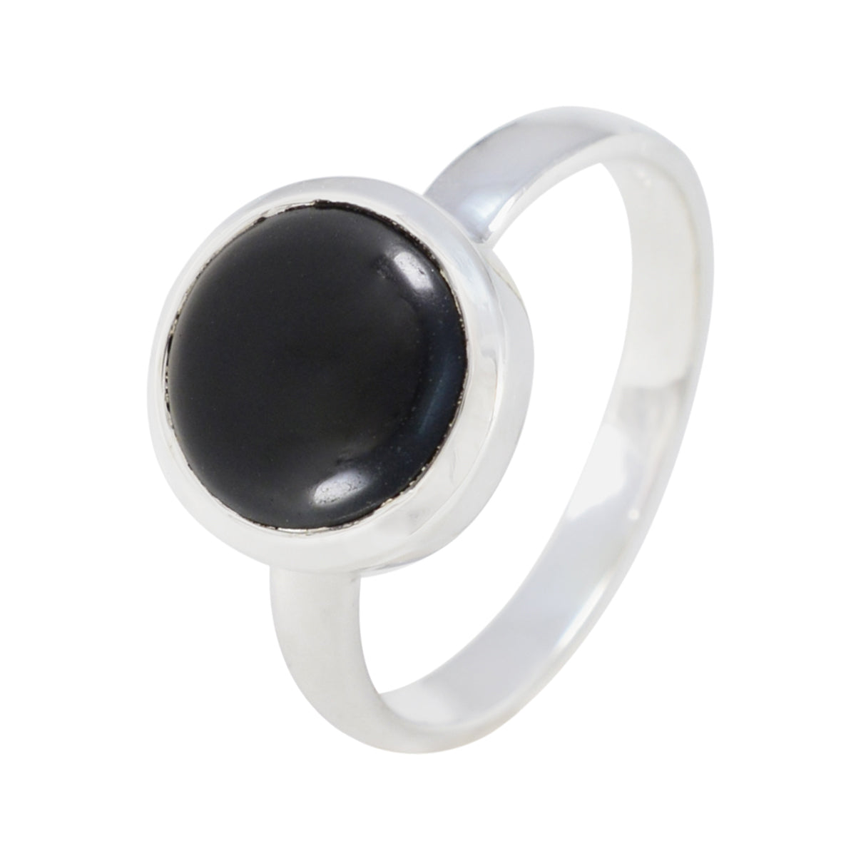 Black Onyx Solitaire African Sterling Silver Black Gemstones Slim Sophisticated Ring Jewellery