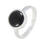 Black Onyx Solitaire African Sterling Silver Black Gemstones Slim Sophisticated Ring Jewellery