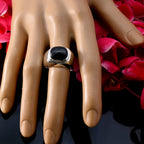 Black Onyx Solitaire German 925 Sterling Silver Black Gemstones Eye catching Abstract Ring Jewelry