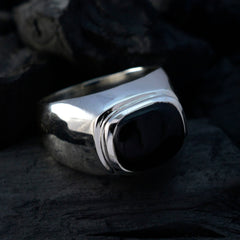 Black Onyx Solitaire German 925 Sterling Silver Black Gemstones Eye catching Abstract Ring Jewelry