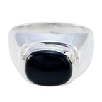 Black Onyx Solitaire German 925 Sterling Silver Black Gemstones Eye catching Abstract Ring Jewelry