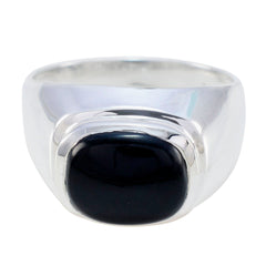 Black Onyx Solitaire German 925 Sterling Silver Black Gemstones Eye catching Abstract Ring Jewelry