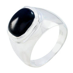 Black Onyx Solitaire German 925 Sterling Silver Black Gemstones Eye catching Abstract Ring Jewelry