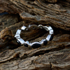 Black Onyx multiple Korean Silver Black Gemstones Dainty Eternity Band Jewelry