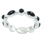 Black Onyx multiple Korean Silver Black Gemstones Dainty Eternity Band Jewelry