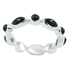 Black Onyx multiple Korean Silver Black Gemstones Dainty Eternity Band Jewelry