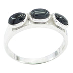 Black Onyx Trilogy American 925 Sterling Silver Black Gemstones Dainty Boho Ring Jewellery